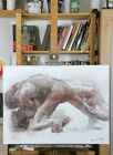 Original Charcoal Drawing On Paper Male Figure Signed