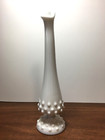 Vintage Fenton Hobnail White Milk Glass Swung Bud Vase 9 1 2  Tall Mid Century