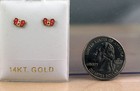 Solid 14k Yellow Gold Pink Enamel Butterfly Screwback Stud Earring Children Baby