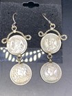 Vintage Silver 4 1 2 Rupee India Silver Coins Love Token Earrings