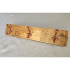 Authentic Wine Barrel Lid Coat Rack With Red Rustic Metal Hooks