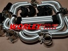 Nj-3  Aluminum Universal Intercooler Turbo Piping   Black Hose   Clamp 24pcs New