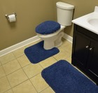 Garland Rug Serendipity 3 Piece Shaggy Nylon Washable Bathroom Rug Set Navy