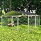 Outdoor Dog Playpen Large Cage Pet Metal Fence Kennel With Cover 10x10 Ft
