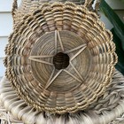 Vintage Native American Basket Sweetgrass Ash Lid 2 Straps Handles Blue Accents