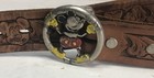 Vintage Disney World Leather Belt With Embossed Characters  Steel Mickey Buckle 
