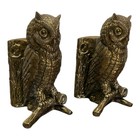 Pair Of Vintage Brass Style Owl Bookends   Mid Century Modern