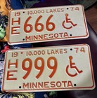 1974 666 Satan License Plate Set Minnesota Error Invert   Rare Mark Of The Beast