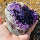 Natural Amethyst Geode With Calcite Crystal Cluster Specimen  422g 15oz  Healing