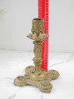 Antique Ornate Brass Candlestick 8in Tall   Antique Cast Brass Candlestick
