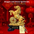 Feng Shui Year 2026 Chinese Golden Zodiac Horse Statue With Money Coin Decor