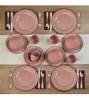 Pfaltzgraff Speckled Pink Flamingo Set Dinner Salad Plates Mug Bowls Set Of 16