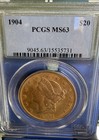 1904 P Double Eagle Liberty Head  20 Pcgs Ms-63