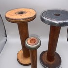 Vtg Lot Of 3 Wooden Industrial Spools Antique Textile Mill Bobbin