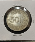 Belgian Congo 50 Francs 1944  African Elephant  Silver  Unc  cleaned   8  Ra1