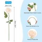 8pcs Fake Roses Artificial Flowers W Stems Real Look Bouquet Champagne