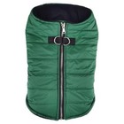 New Dog Puffer Vest Zip-up Dark Green Fleece Lined Double D-ring Harness Warm