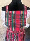 Vintage Red Green Plaid Ruffle Bib Apron Made In Usa