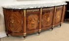 Antique French Louis Xvi  Demilune Marble-top Marquetry Enfilade Sideboard 103 l