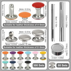 380 Sets 8mm Leather Rivets Kit Studs For Clothing Double Cap Rivets For Clothin
