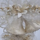 Vintage Wedding Cake Topper 2 Bells White Tulle Faux Pearls With Rings Inside