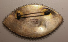 Palestine Silver Sterling Filigree Floral Painting Brooch Judaica Vintage