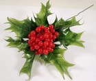 8 Vtg Mid-century Christmas Plastic Holly Berry Leaf Picks Decoration Hong Kong