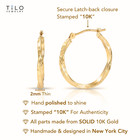 10k Real Solid Gold Twisted Diamond-cut Round Creole Hoops Earrings All Sizes