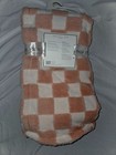 Nwt Rz Rachel Zoe Checkered Baby Blanket Soft Chenille Peach   Pink White Cream