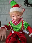 Vtg Christmas Pixie Elf Doll Posable Shelf Sitter Hanging Ornament