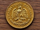 1945 Mexico Dos Pesos 2 Peso Gold Coin  900 Fine Gold  0482 Oz Agw