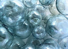 Set 6 Japanese Glass Fishing Floats Antique Vintage 3-sizes  2 4 -4   Blue Green
