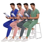 Men s Stretch Medical Scrub Set Top   Jogger Pants For Nurses  Doctors Workers