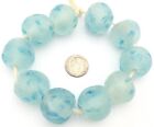 10 Extra Large Ghana Sea Blue Krobo Recycled Glass African Trade Beads-ghana