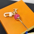 Monogram Lollipop Bag Charm Keychain Fuchsia Pink Gold-tone New