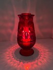 Vintage Viking Glass Ruby Red Glimmer Owl Fairy Lamp  Cadmium Glow Under U v 