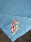 Vintage Moon Applique Hankie Flower Embroidery Handkerchief Floral Hanky 1388