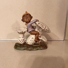 Vintage Pixie Figurine On Mushrooms   Vintage Fairy Whimsical Elf Gnome