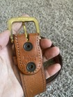 Bianchi Men s Brown Leather Belt Brass Buckle Adjustable Solid Size 40