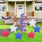 11 Pcs Independence Day Yard Signs 2 Eagles 9 Stars   4th Of July Patriotic 