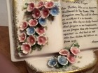 Vintage Lefton Porcelain The Lords Prayer Open Book Planter Vase Flowers Gold