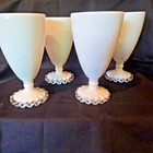 4 Vintage Fenton Silver Crest Footed 6  Water Tumblers goblets