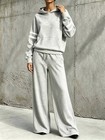 Women s 2-piece Hoodie And Wide-leg Pants Set     Casual Knit Tracksuit