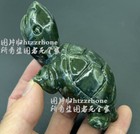 Natural Green Jade Stone Carved Turtle Statue Gemstone Figurine Carving Decor