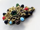 Antique Neiger Style Dress Clip Czech Glass  bead  In Cones As Is