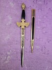 Vtg Toledo Spanish Dagger Knife Sword Eagle Knight Handle Scabbard Made In Spain