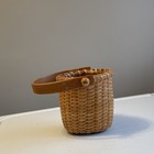 Vintage Small Nantucket Lightship 4    Basket Swing Handle Coastal Wood Bottom