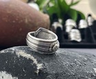 Silver Tone Stainless Steel Floral Spoon Handle Wrap Band Ring Size 8 Unisex