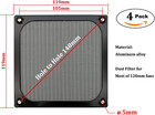 120mm Computer Fan Filter Grills With Screws  Ultra Fine Aluminum Mesh  Black 