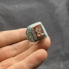 Ancient Roman Style Bronze With Carnelian Intaglio Stone Ring With Rare Patina 